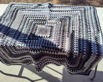 Handmade Crochet Granny Square Baby Blanket | Vintage Patchwork Afghan