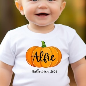 Personalised Baby Halloween Bodysuit – Pumpkin Baby Outfit – First Halloween Onesie – Custom Fall Baby Gift – Toddler TShirt for Halloween