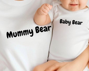 Mummy Bear and Baby Bear Matching Outfits, Mother's Day Gift