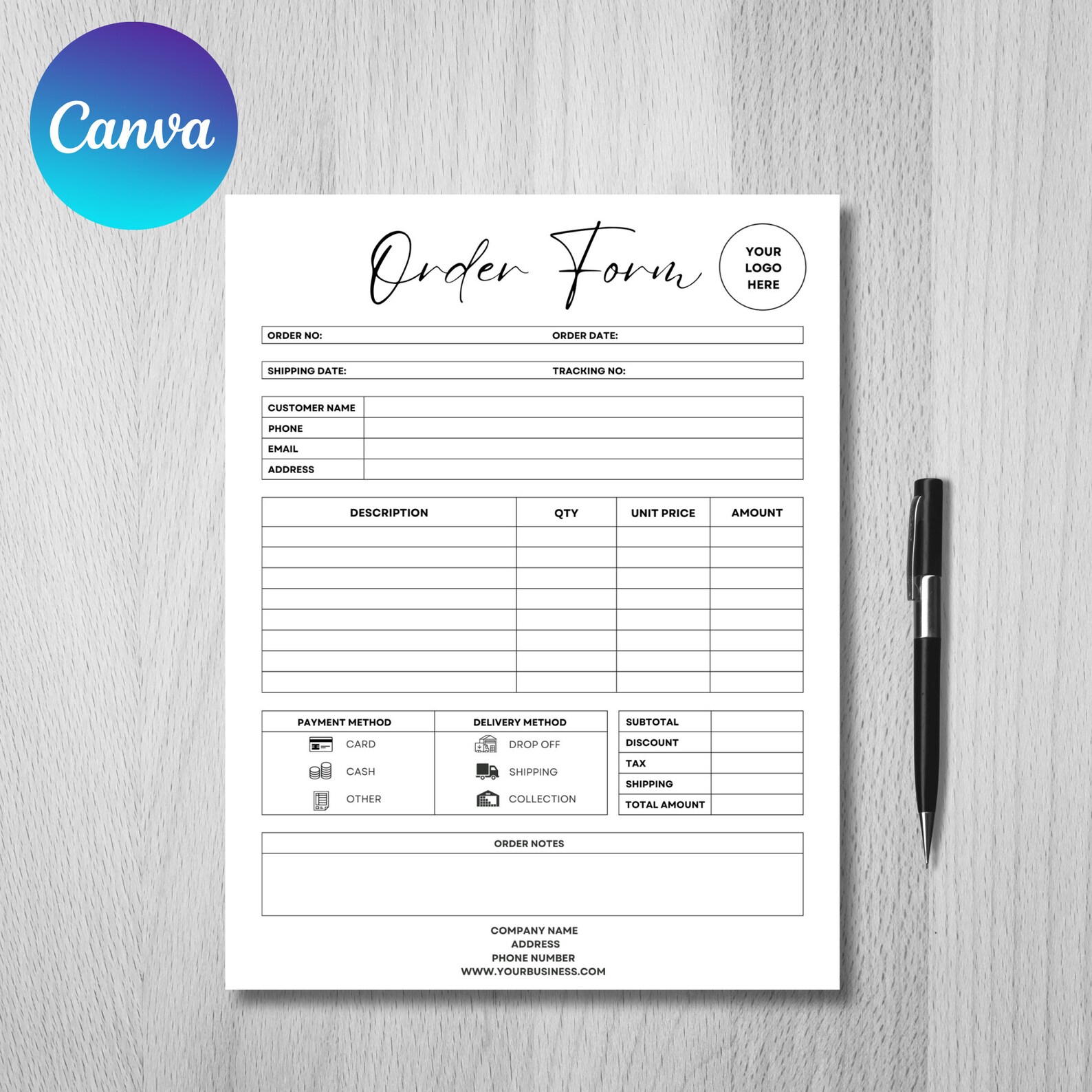 Customizable Order Form Template Perfect Solution for Small Businesses ...