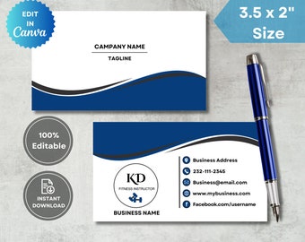 Custom Business Card Small Business Card | Canva Template Editable Card.