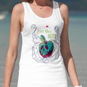 Just One Bite Tank Top, Poison Apple Tank, Villain Apple Shirt, Maleficent Villain Tank, Halloween Apple Graphic Tank Top and Women Shirt