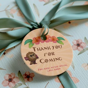 Moana Druckbarer Favor Tag, Moana Geburtstag Design, Disney bearbeitbares Dankeschön Tag, Maui, Hei-hei Geschenkanhänger, Geburtstagsfeierdekoration, 0001