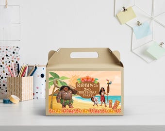 Moana Editable Gable Box Label, Moana Birthday Design, Disney Editable Party Suppies, Gable Box Sticker, Kids Birthday Decoration, 0001