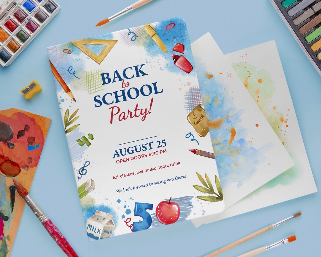 Printable Back to School Invitation, Editable Digital School Party ...