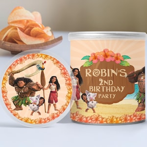 Moana druckbare Pringles Etikett, Moana Geburtstag Design, Disney Moana bearbeitbares Etikett, Party Snack Aufkleber, Geburtstagsfeierdekoration, 0001