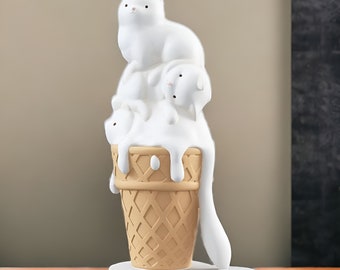 Eis Kegel Katze Skulptur Eis Kegel Harz Statue Katze Eis Figur Moderne Wohnzimmer Büro Desktop Wohnkultur Katzenliebhaber Geschenk