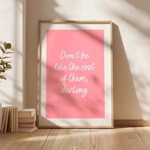 No seas como el resto / impresión artística minimalista / póster motivacional / impresión artística rosa / póster rosa