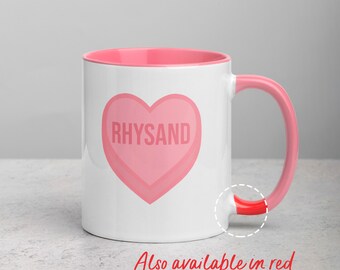Caneca literária Rhysand Heart, perfeita para leitores de romance de fantasia, caneca colorida