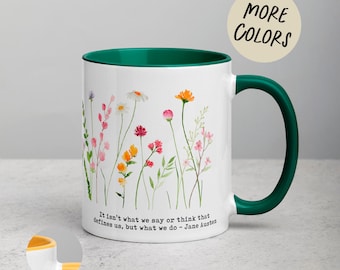 Jane Austen Quote mug with flowers