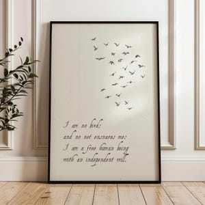 I am no bird quote | digital download | Jane Eyre print | Charlotte Brönte quote | classical fiction poster