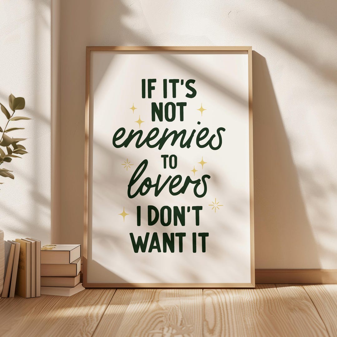 Enemies to Lovers Print | Minimalist Poster | Bookish Romance Wall Art ...