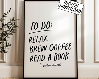DIGITAL DOWNLOAD | To Do List | bookish poster | reader art print | typography | bookish art print | book lover poster | minimalist poster