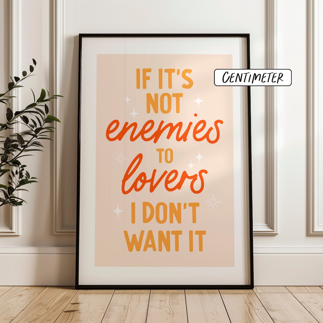 Enemies to Lovers | Bookish Poster | Peach Colors | Romance Reader Wall ...
