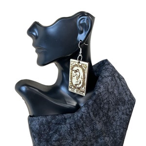 Boucles d'oreilles cartes de tarot traditionnelles | Boucles d'oreilles tarot en bois, à personnaliser, bijoux divinatoires, crochets en argent 925, astrologie, embellissement spirituel