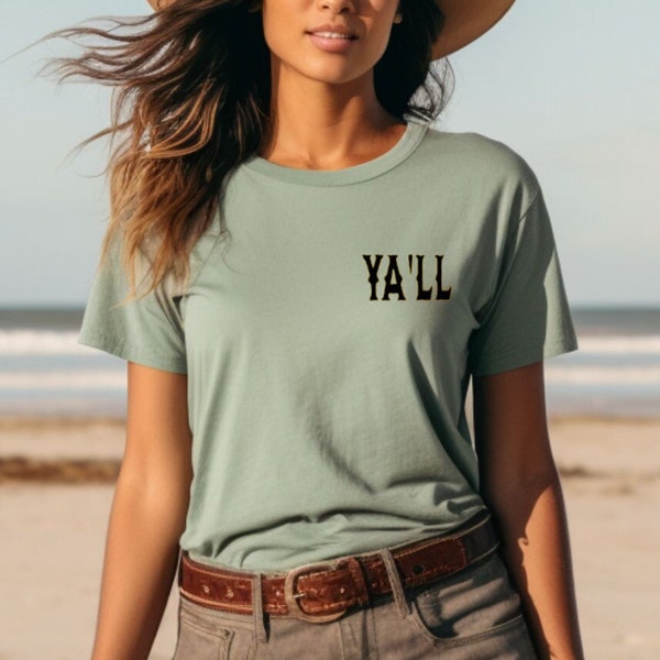 Ya'll Shirt Western besticktes T-Shirt Comfort Colors T-Shirt mit Cowgirl Ästhetisches T-Shirt für Mama Geschenk für Freundin T-Shirt für den Sommerurlaub