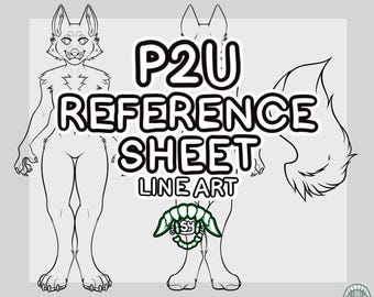 CUSTOMISABLE Reference Sheet Line Art Furry Fursona Base