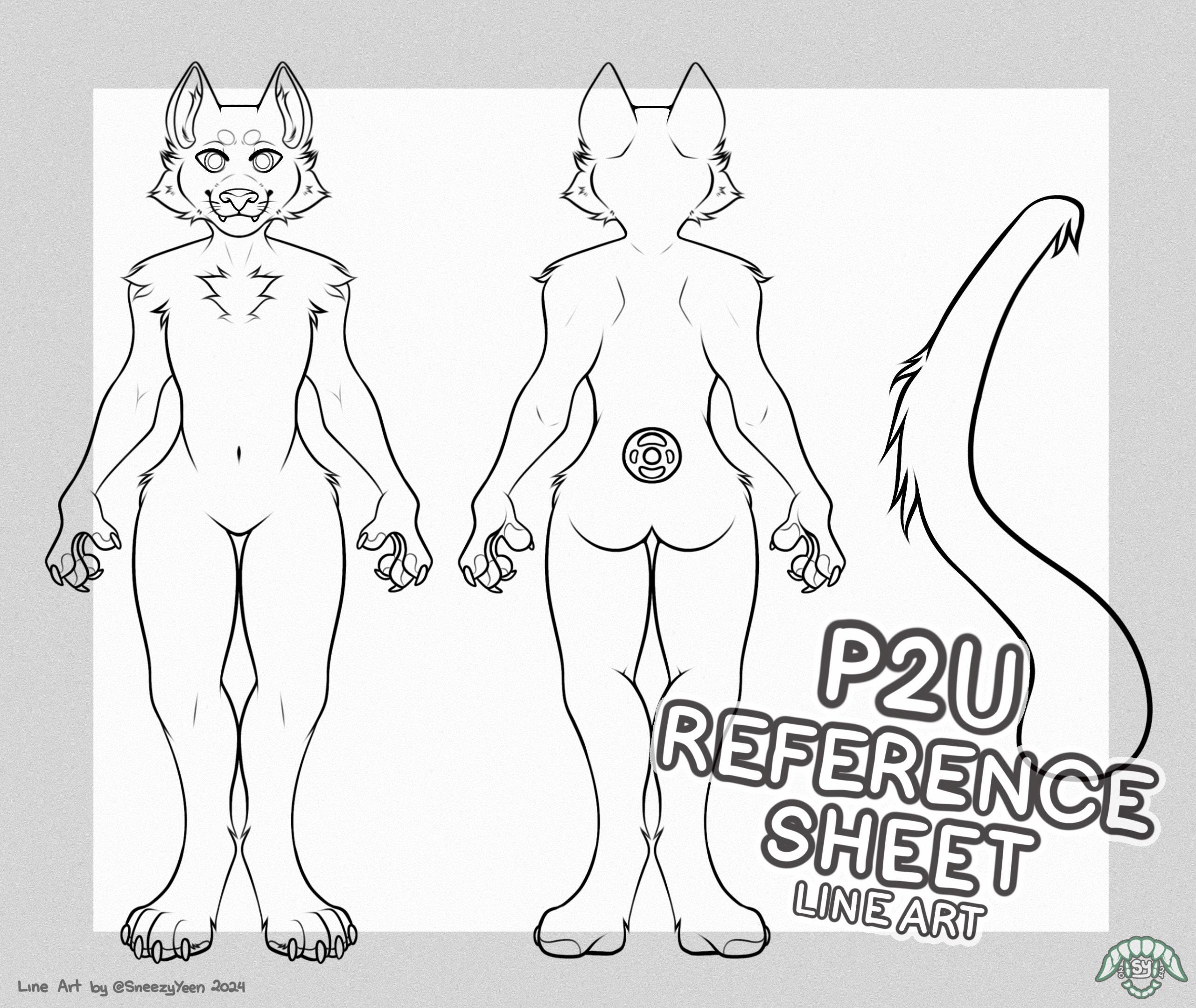FULLY CUSTOMISABLE Reference Sheet Line Art Furry Fursona Base - Etsy