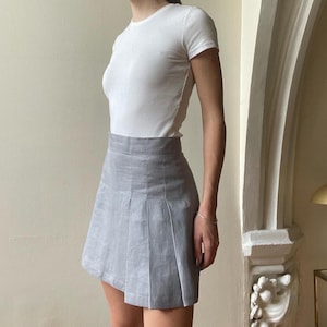 SAM -  Linen Mini Skort | High Waisted | Summer Skirt | Handmade Linen | Pleated Skirt for Women | Elegant and Casual