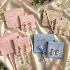 18k Gold Plated Pearl Knot Earrings, Bridesmaid Jewelry Gift