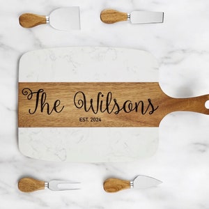 Personalized Marble Wood Charcuterie Board & Coasters, Engraved Cutting Board, Gift for Her, Wedding Gift, Engagement and Housewarming Gifts