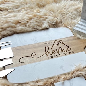 Engraved Marble Charcuterie Board Set, Realtor Closing Gift, New Home Gift, Housewarming Gift, Personalized Gifts, First Home Gift