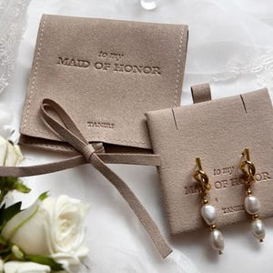 Knot Pearl Drop Earrings with Gift Pouch, Perfect Bride Gift, Gift for Mom, Wedding Earrings, Mothers Earrings, Bridesmaid Gift,