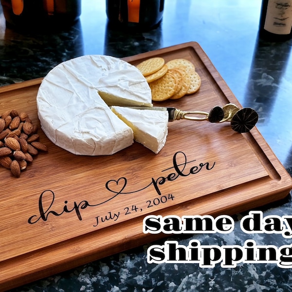 Personalized Cutting Board,  Wedding Gifts, Bamboo Charcuterie Board, Unique  Gift, Bridal Shower Gifts, Engraved Engagement Present