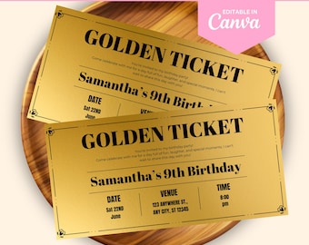 Golden Ticket Invitation Template Printable Birthday Invitation Birthday Gold Invitation Ticket Template Gold Birthday Party Invite