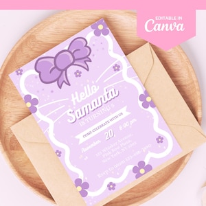 Cute Kitty Birthday Invitation, Editable Kitty Birthday Invitation, Kitty Digital Birthday Invitation, Cute Pink Birthday Theme, Kitty Invitation