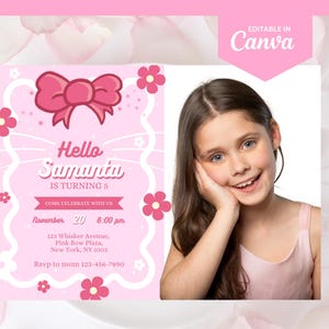 Cute Kitty Birthday Invitation, Editable Kitty Birthday Invitation, Kitty Digital Birthday Invitation, Cute Pink Birthday Theme, Kitty Invitation