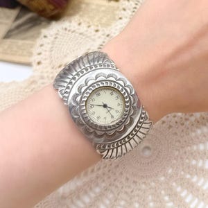 Vintage Navajo Sterling Silver Watch Cuff Bracelet