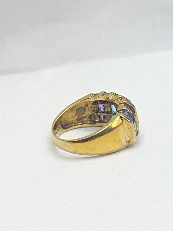 Estate Rainbow Channel Statement Ring Sterling Si… - image 2