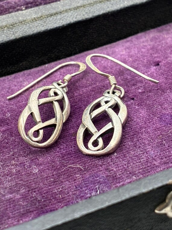 Celtic Knot Earring / Sterling Silver / Vintage / 1”