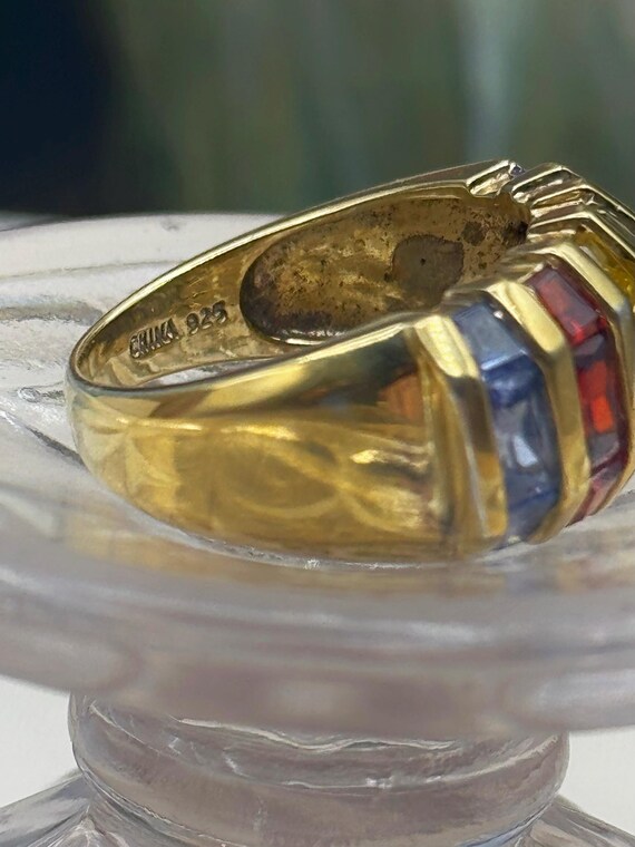 Estate Rainbow Channel Statement Ring Sterling Si… - image 8