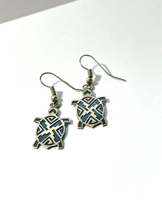 Sterling Native American Turtle Dangle Earrings, … - image 7