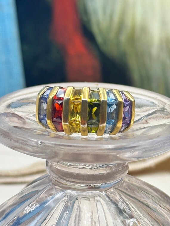 Estate Rainbow Channel Statement Ring Sterling Si… - image 6