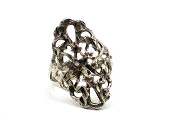Openwork Sterling Silver Ring/ Vintage/ Size 7