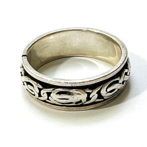 Sterling Silver Spinner Ring – Handcrafted Viking Band Size 13.25