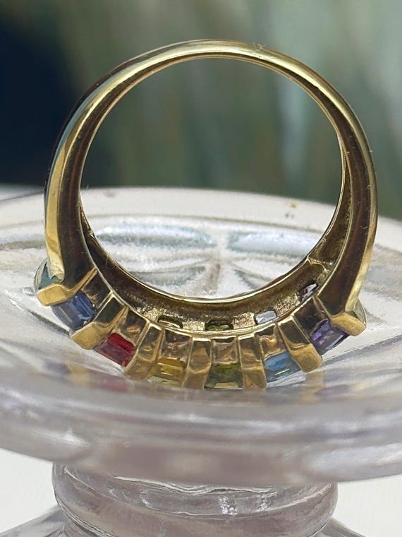 Estate Rainbow Channel Statement Ring Sterling Si… - image 7