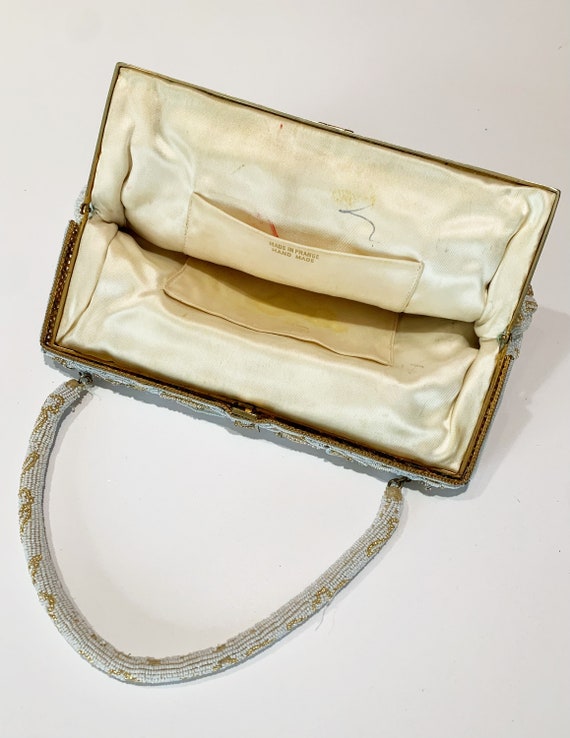 Vintage French Gold Beaded 1930's evening handbag… - image 4