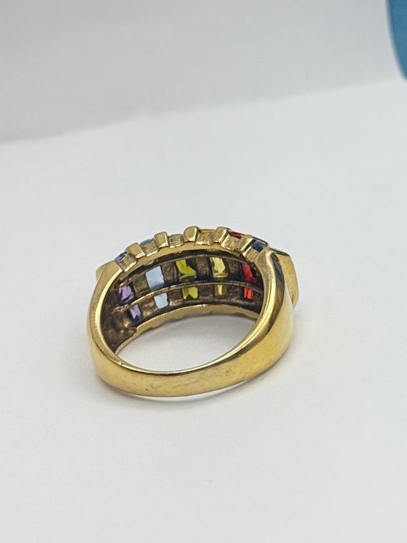Estate Rainbow Channel Statement Ring Sterling Si… - image 3