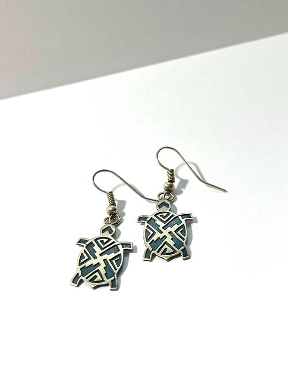 Sterling Native American Turtle Dangle Earrings, … - image 8