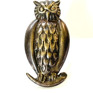 Sterling Silver Owl Pin, Mexican 925, Rustic Handcrafted Brooch, Oxidized Finish