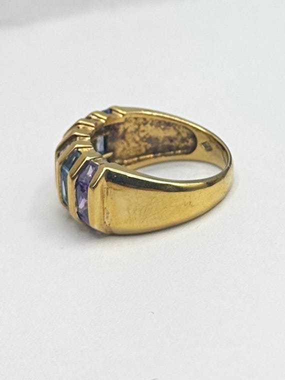 Estate Rainbow Channel Statement Ring Sterling Si… - image 4