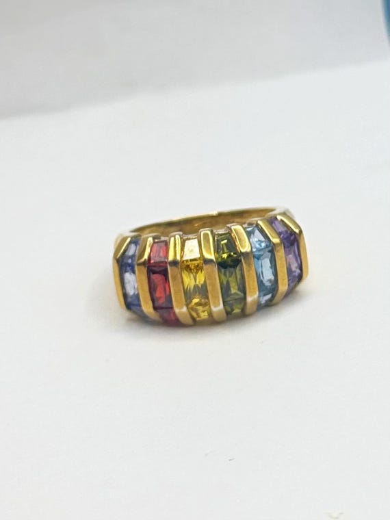 Estate Rainbow Channel Statement Ring Sterling Si… - image 5