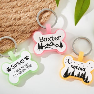 Silicone Dog Tag Personalized,Bone Shape,Silent dog collar tag,Custom Dog Name Tags,Puppy Tags,Engraved Pet ID Tags,Quiet Dog Tag,Soundless