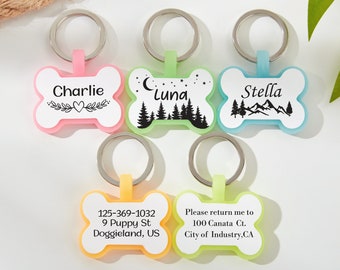 Bone Silicone Dog Tag,Personalized Bone Shaped Silent Dog Tag,Soundless Dog Tag,Engraved Pet/Dog/Cat Tag,Pet ID Tag,Pet Name Tag, pet gifts