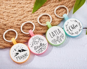 Silicone Dog Tag Personalized,Round Shape,Silent dog collar tag,Custom Dog Name Tags,Puppy Tags,Engraved Pet ID Tags,Quiet Dog Tag,Soundless