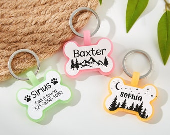 Silicone Dog Tag Gepersonaliseerd, Botvorm, Stille halsbandtag, Aangepaste hondennaamtags, Puppytags, Gegraveerde huisdier-ID-tags, Rustige hondentag, Geluidloos